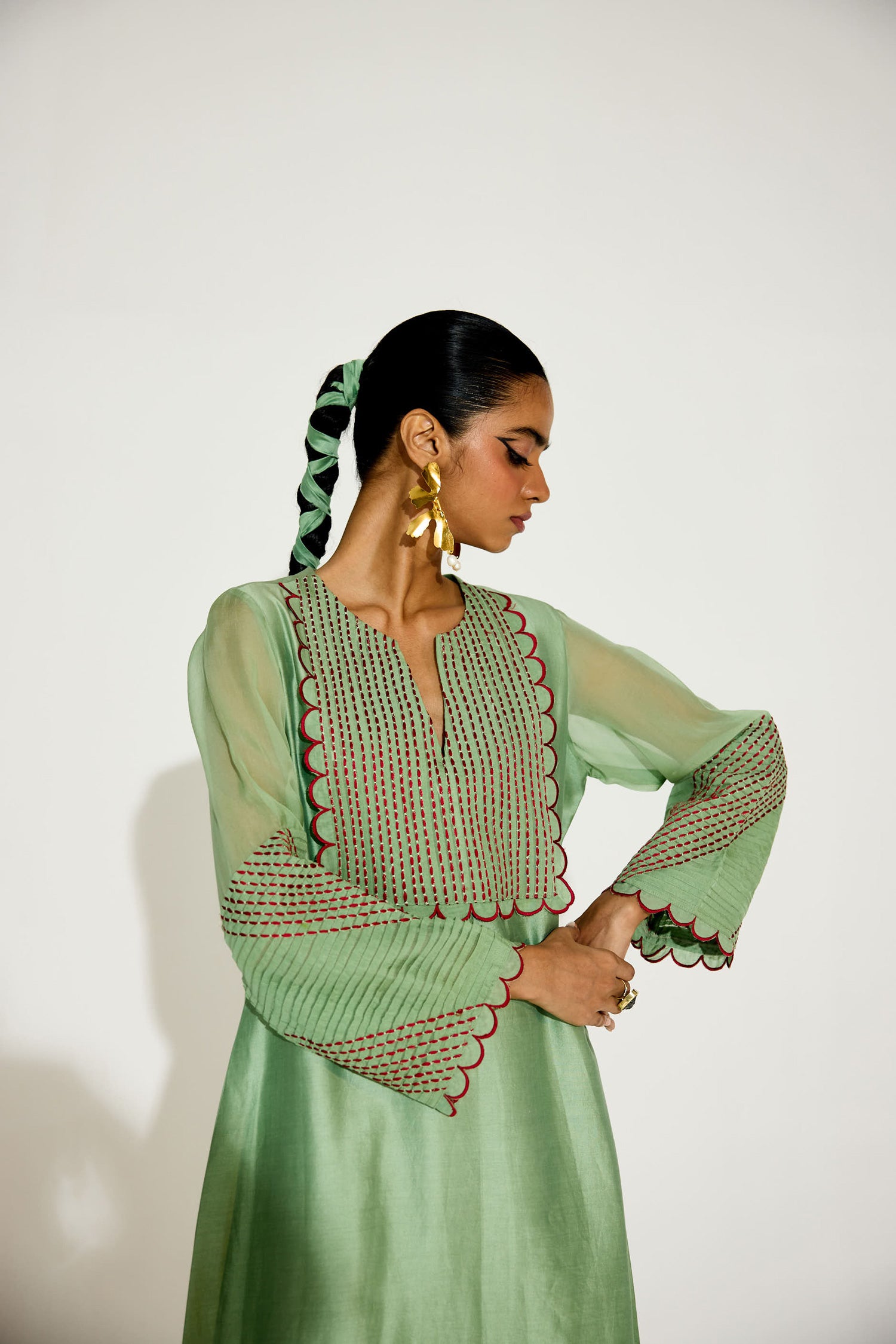 Paloma - Sage Green Kaftan Straight Dress
