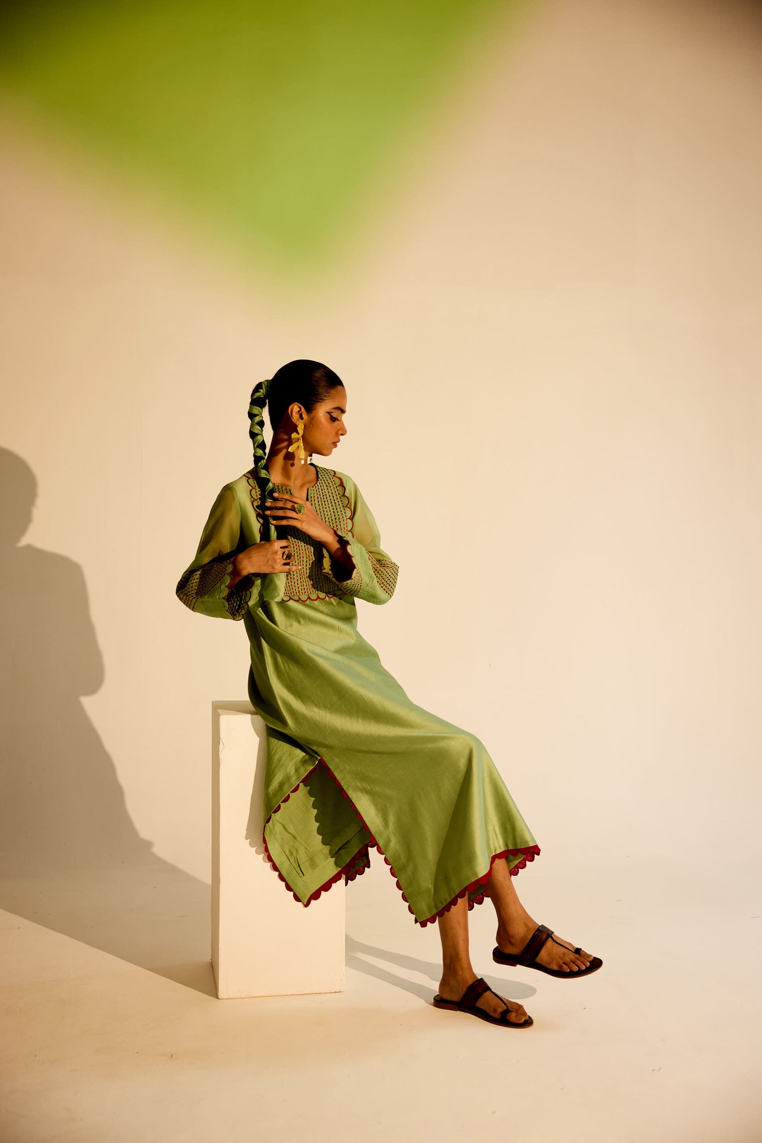 Paloma - Sage Green Kaftan Straight Dress