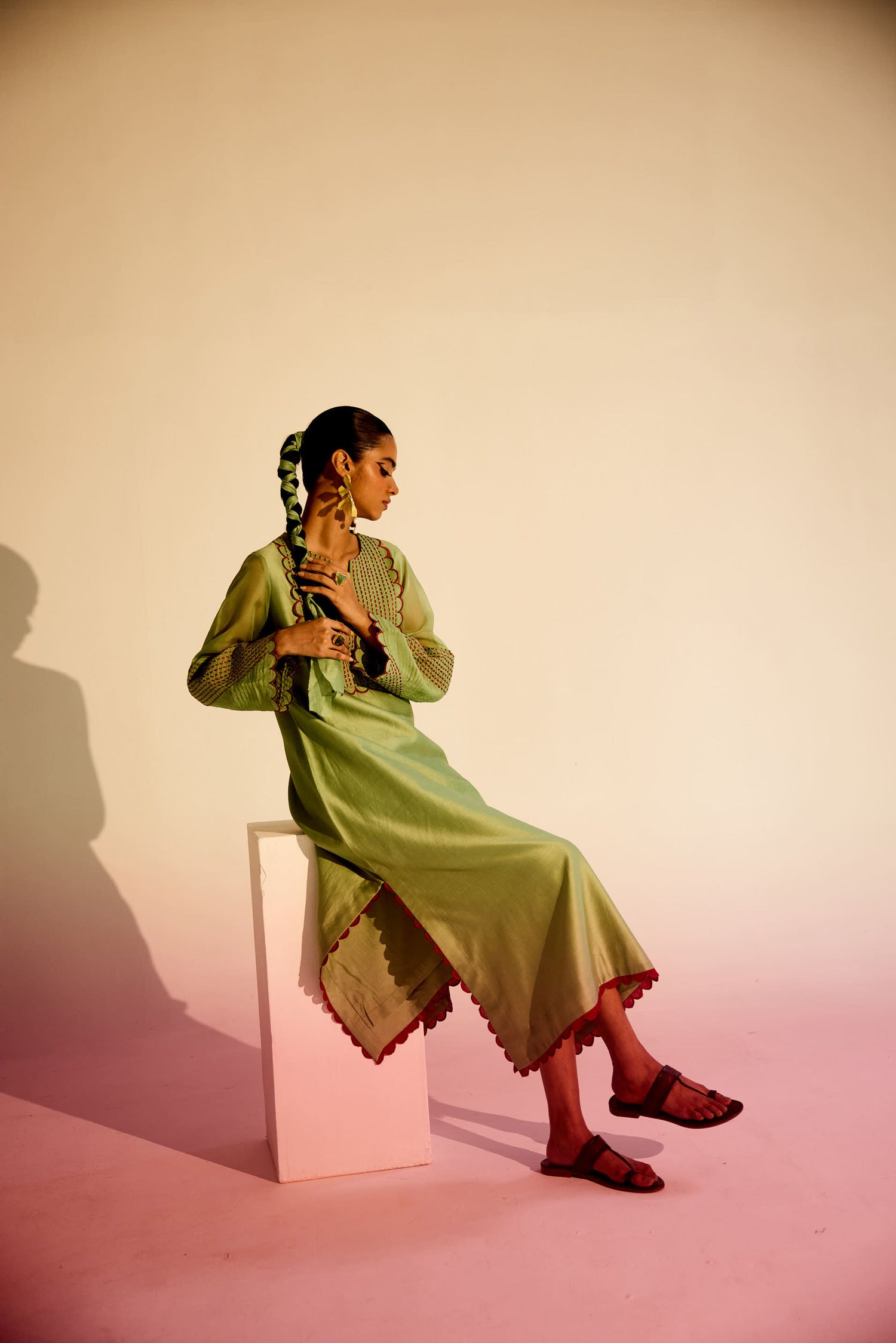 Paloma - Sage Green Kaftan Straight Dress