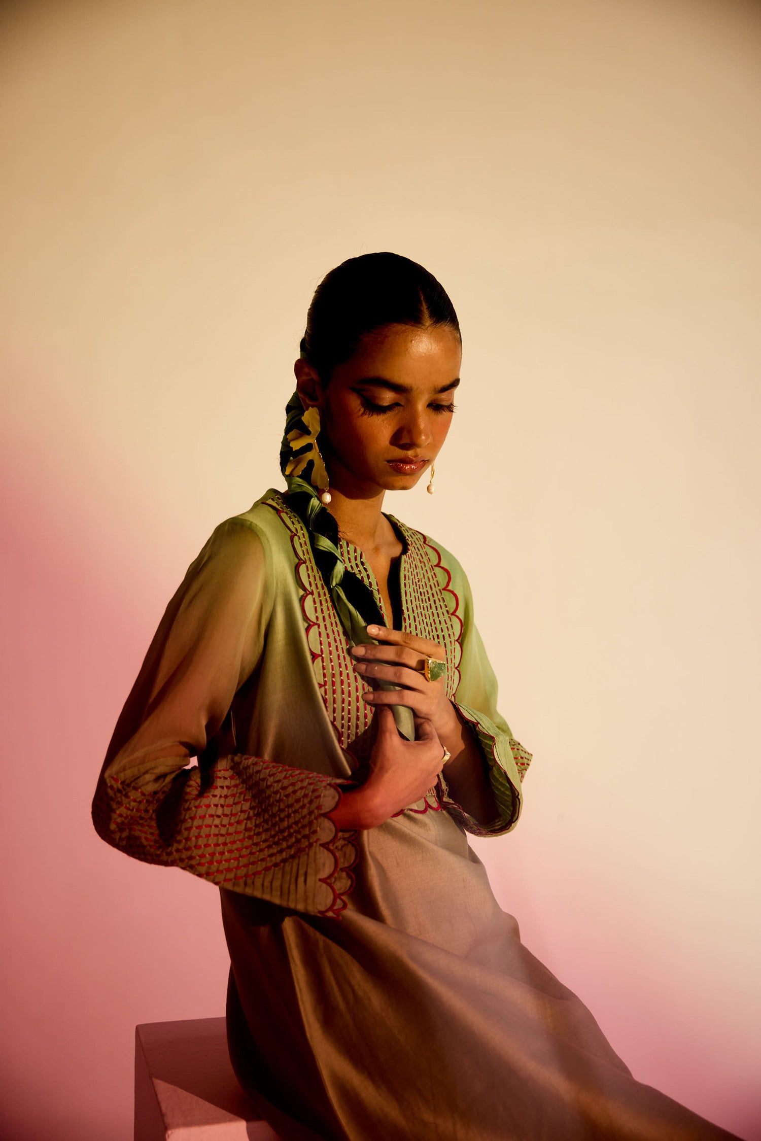 Paloma - Sage Green Kaftan Straight Dress