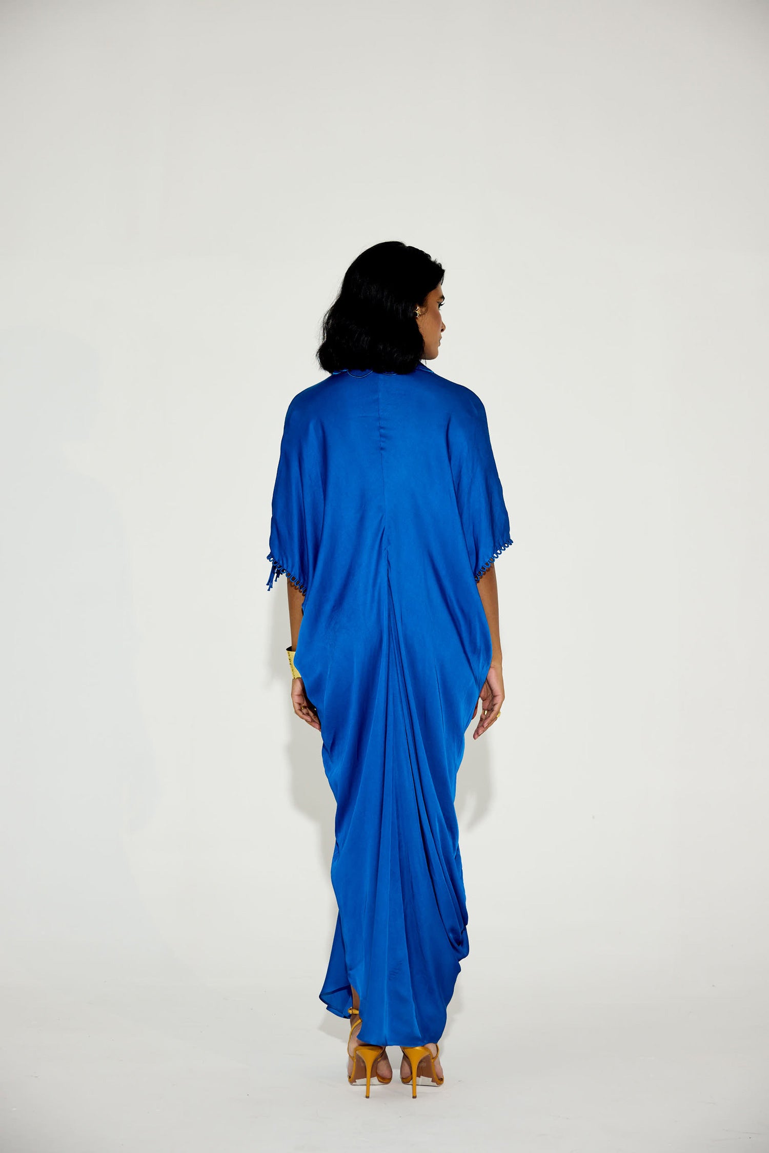 Indy Handcrfated Fringed & Scalloped Neck Draped Kaftan