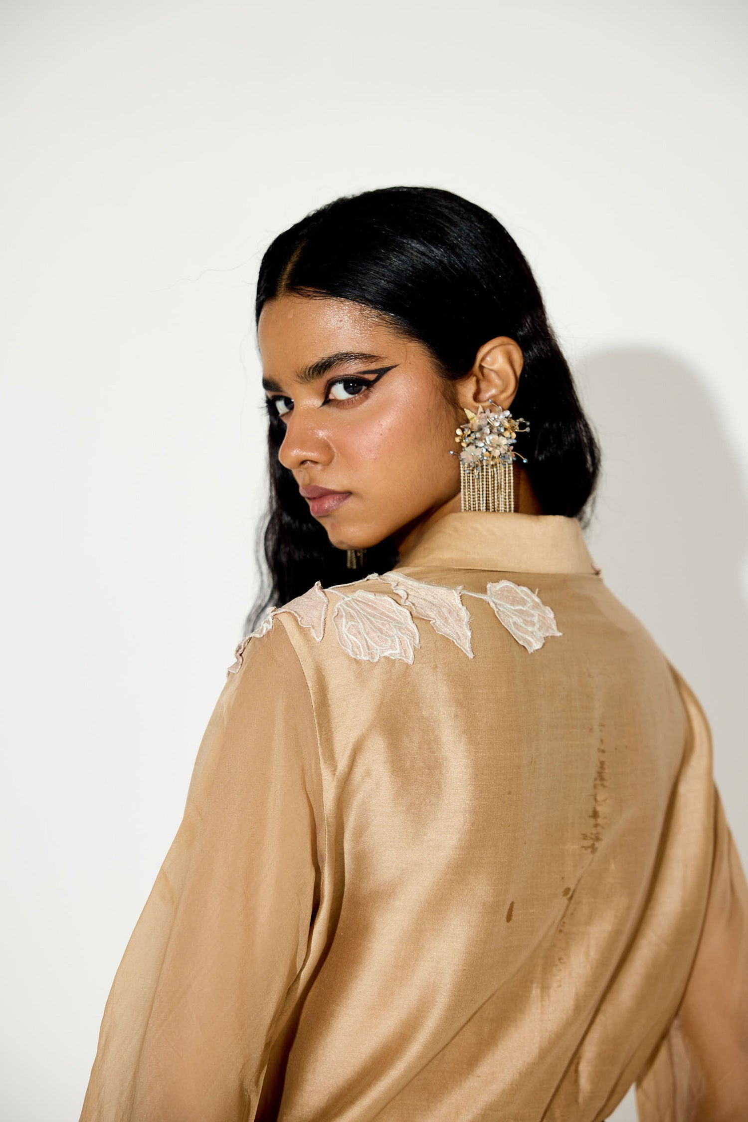 Kokum Cola Draped Skirt Set (Light Gold)