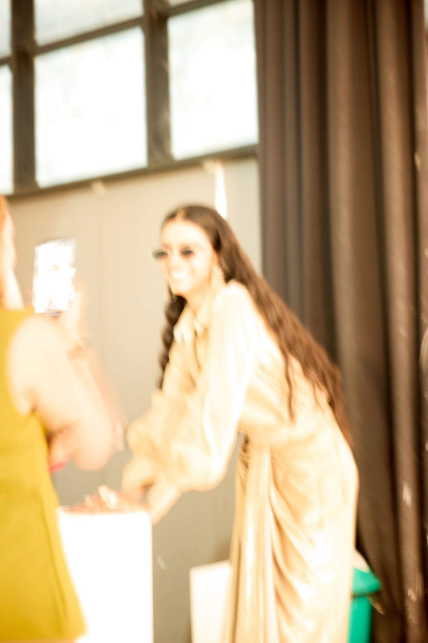 Kokum Cola Draped Skirt Set (Light Gold)