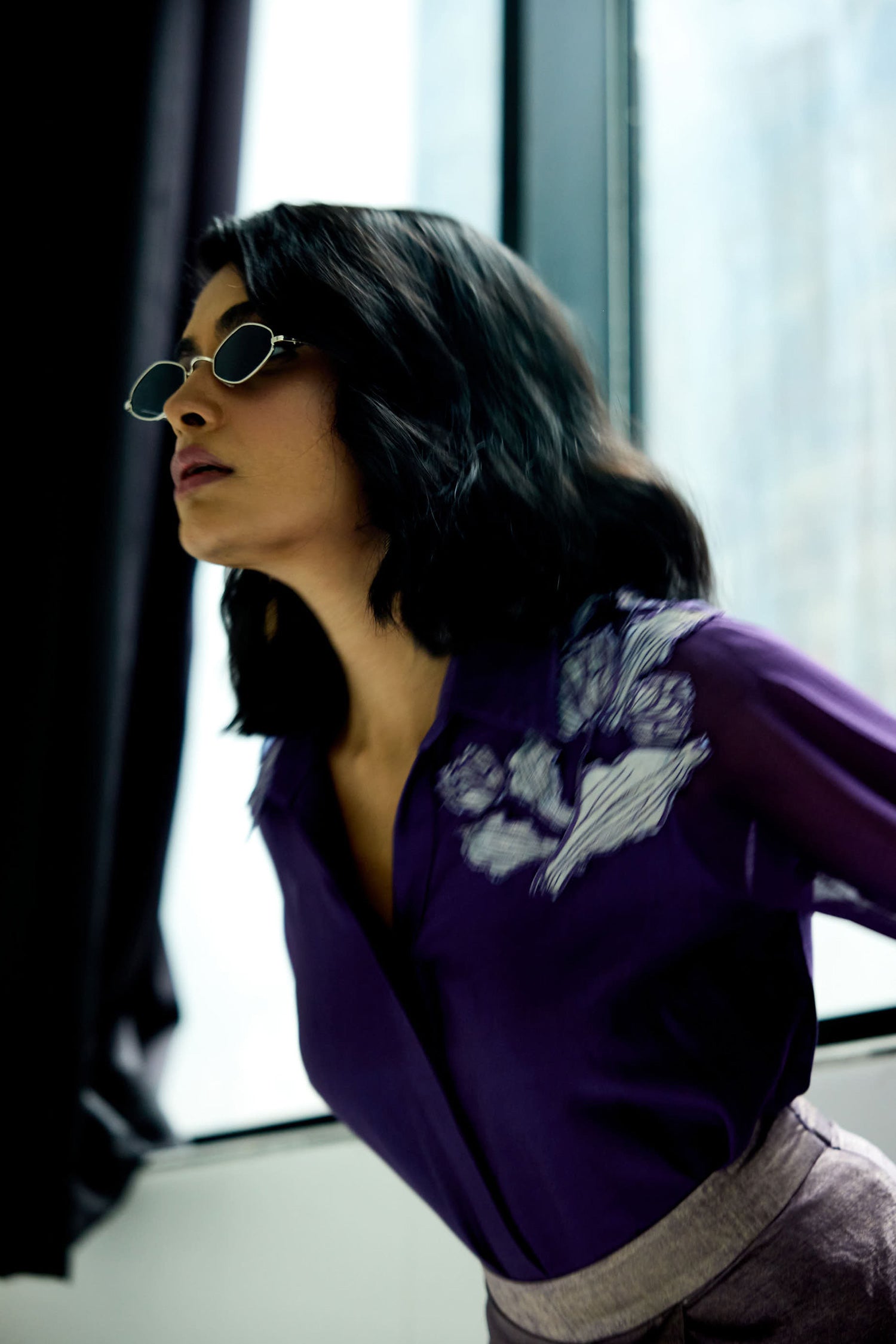 Kokum Cola Draped Skirt Set (Purple)