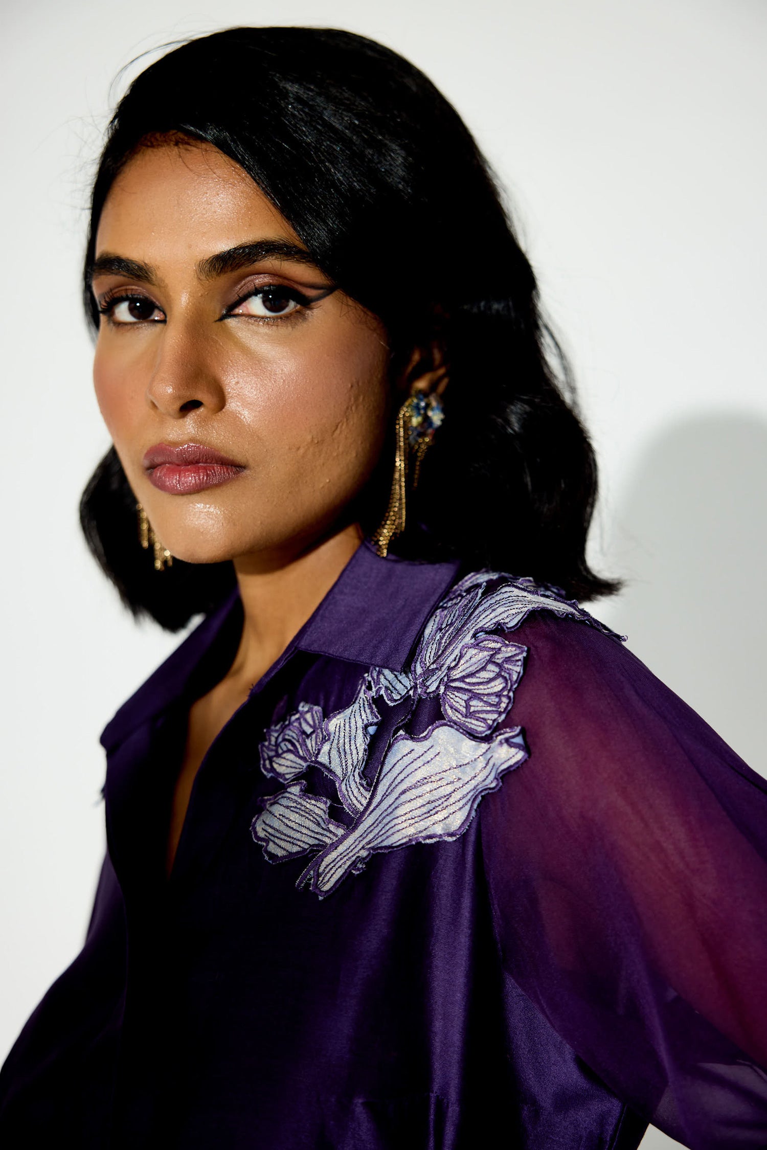 Kokum Cola Draped Skirt Set (Purple)