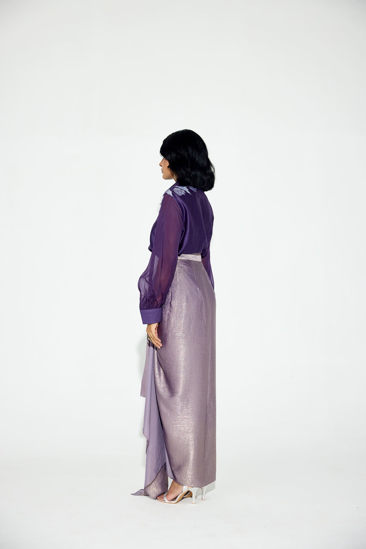 Kokum Cola Draped Skirt Set (Purple)