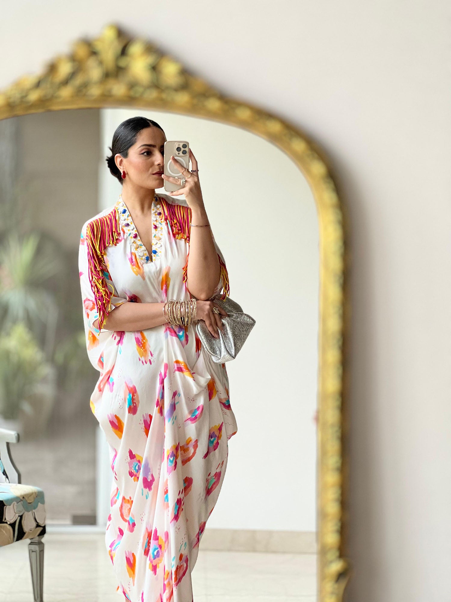 Lia Printed & Fringed Kaftan