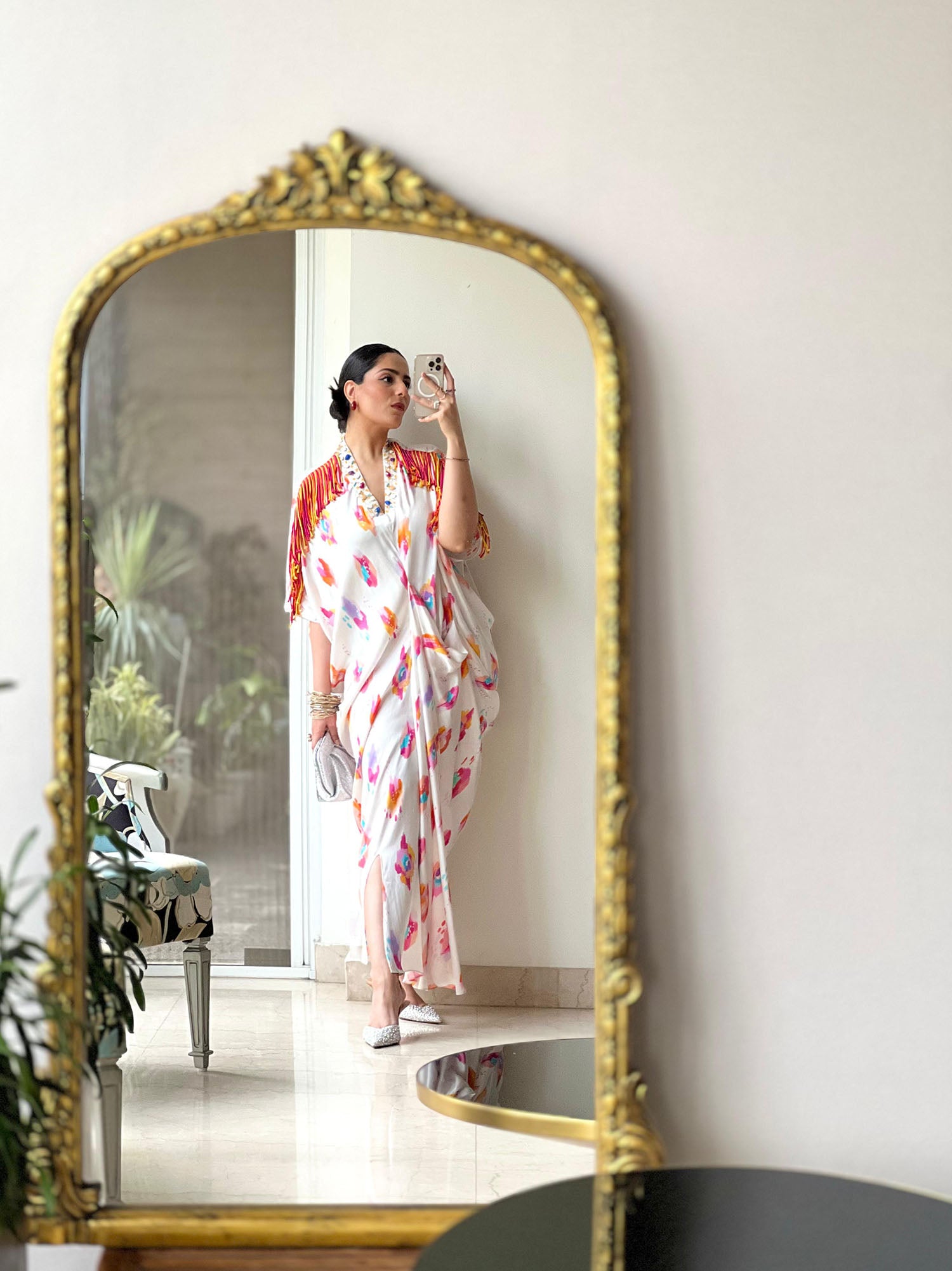 Lia Printed & Fringed Kaftan