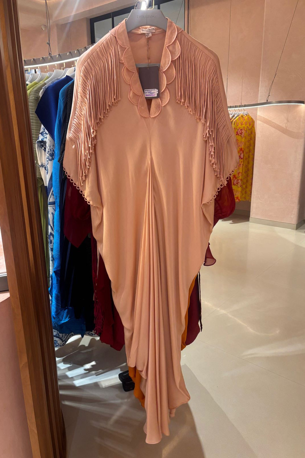 Indy Handcrafted Fringed & Scalloped Neck Draped Kaftan