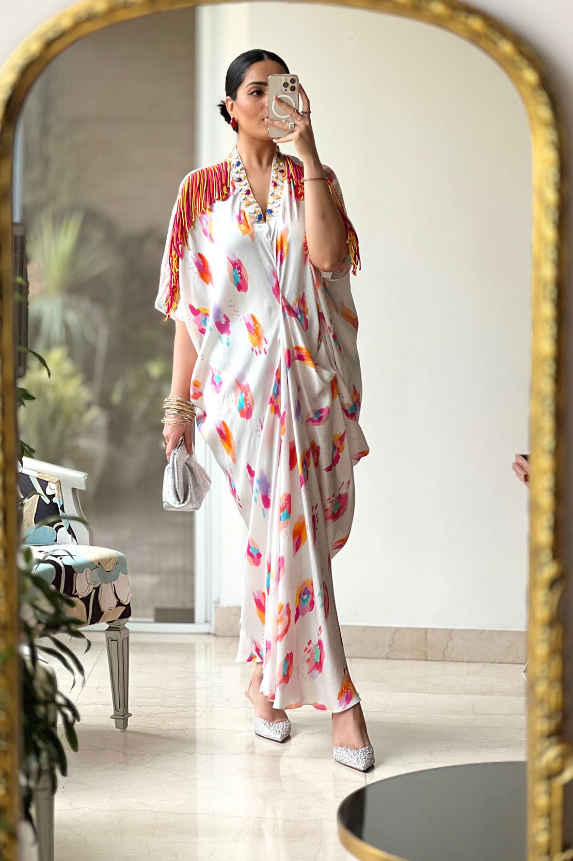 Lia Printed & Fringed Kaftan