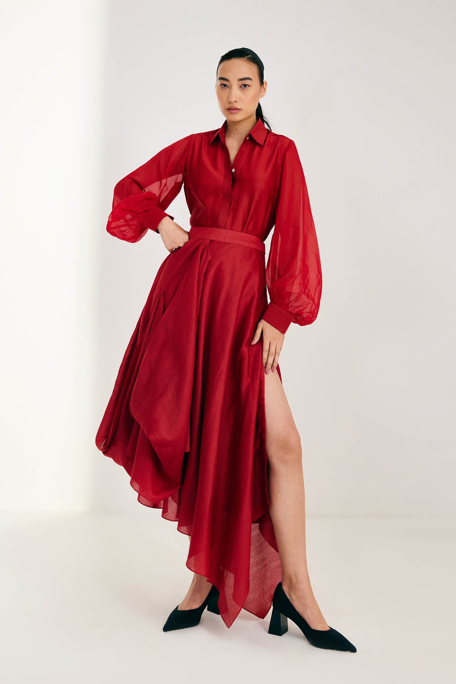 Blush Draped Skirt & Shirt Set