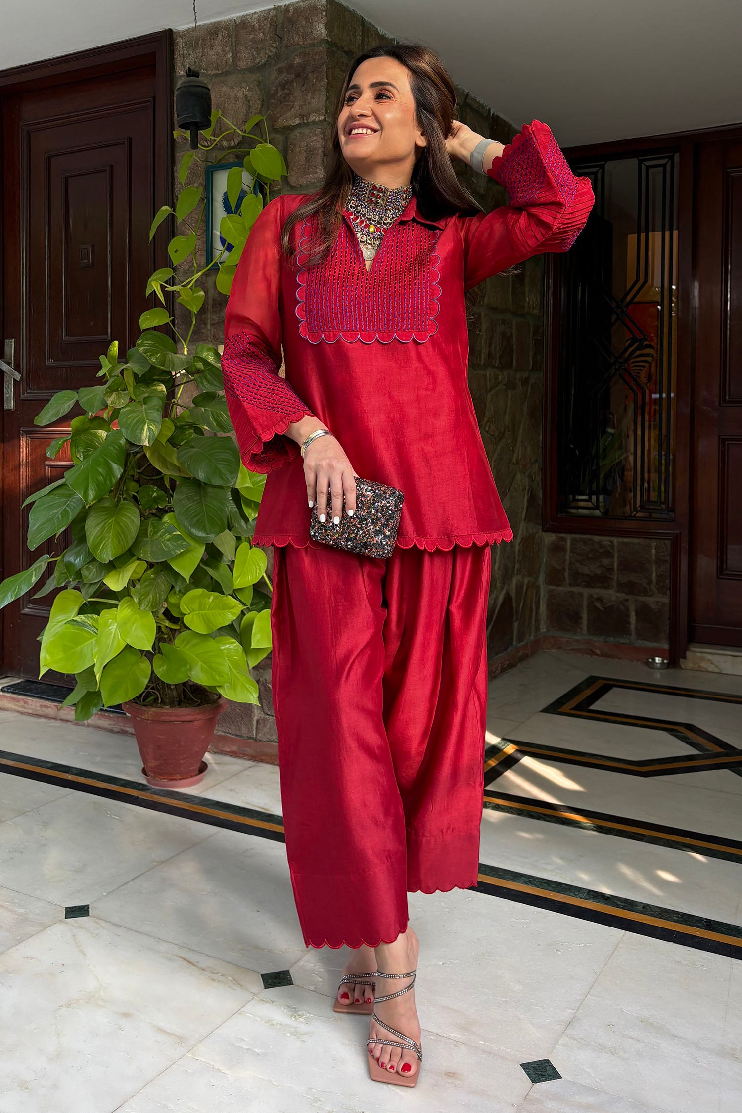 Zara Farshi Co-ord (Signature Red)